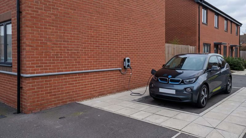 OZEV grant chargepoint on the wall beside a flat's own parking bay